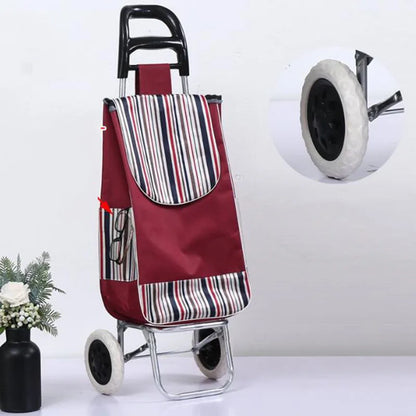Folding Grocery Cart–Lightweight Aluminum Trolley with Climbing Wheels