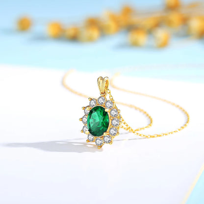 Au750 18K Gold Emerald Necklace – Oval 8x10mm Stone with Certificate