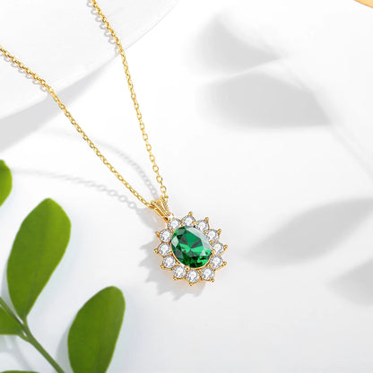 Au750 18K Gold Emerald Necklace – Oval 8x10mm Stone with Certificate