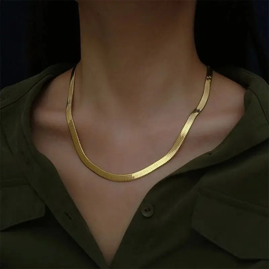 24K Gold Blade Chain Necklace – 18/20/22/24 Inch, 4MM Unisex