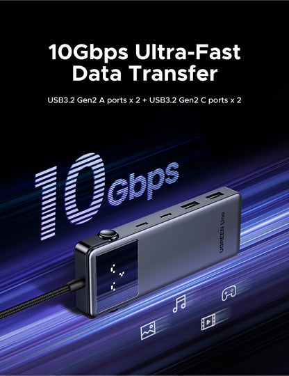 Uno 6-in-1 USB-C Hub – 4K 60Hz, 100W PD, 10Gbps Splitter