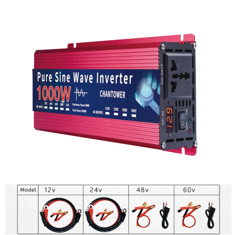 Pure Sine Wave Inverter DC to AC – 12V/24V to 110V/220V 2000–5000W