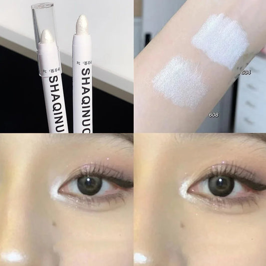 Matte Eyeshadow Stick & White Eyeliner–Shimmer Silver Highlighter Pen