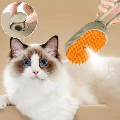 3-in-1 Pet Steam Brush – Grooming, Massage & Hair Removal Tool