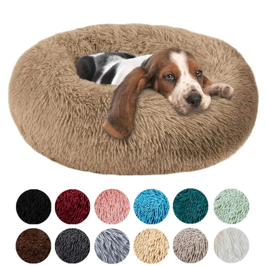 Round Plush Pet Bed – Soft Sleeping Cushion for Cats & Dogs