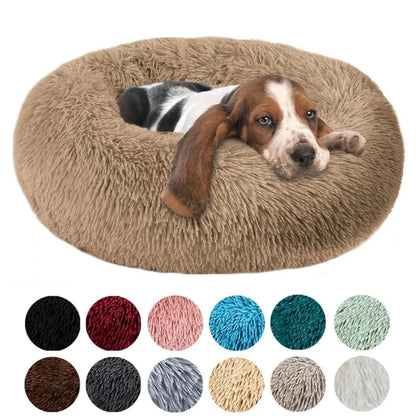Round Cat Bed House - Soft Plush Cushion Bed for Dogs & Cats, Pet Sleeping Sofa