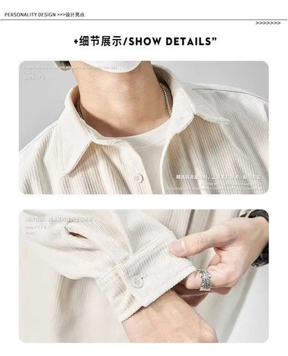 Men’s Loose Corduroy Shirt – Casual Thick Long Sleeve Top