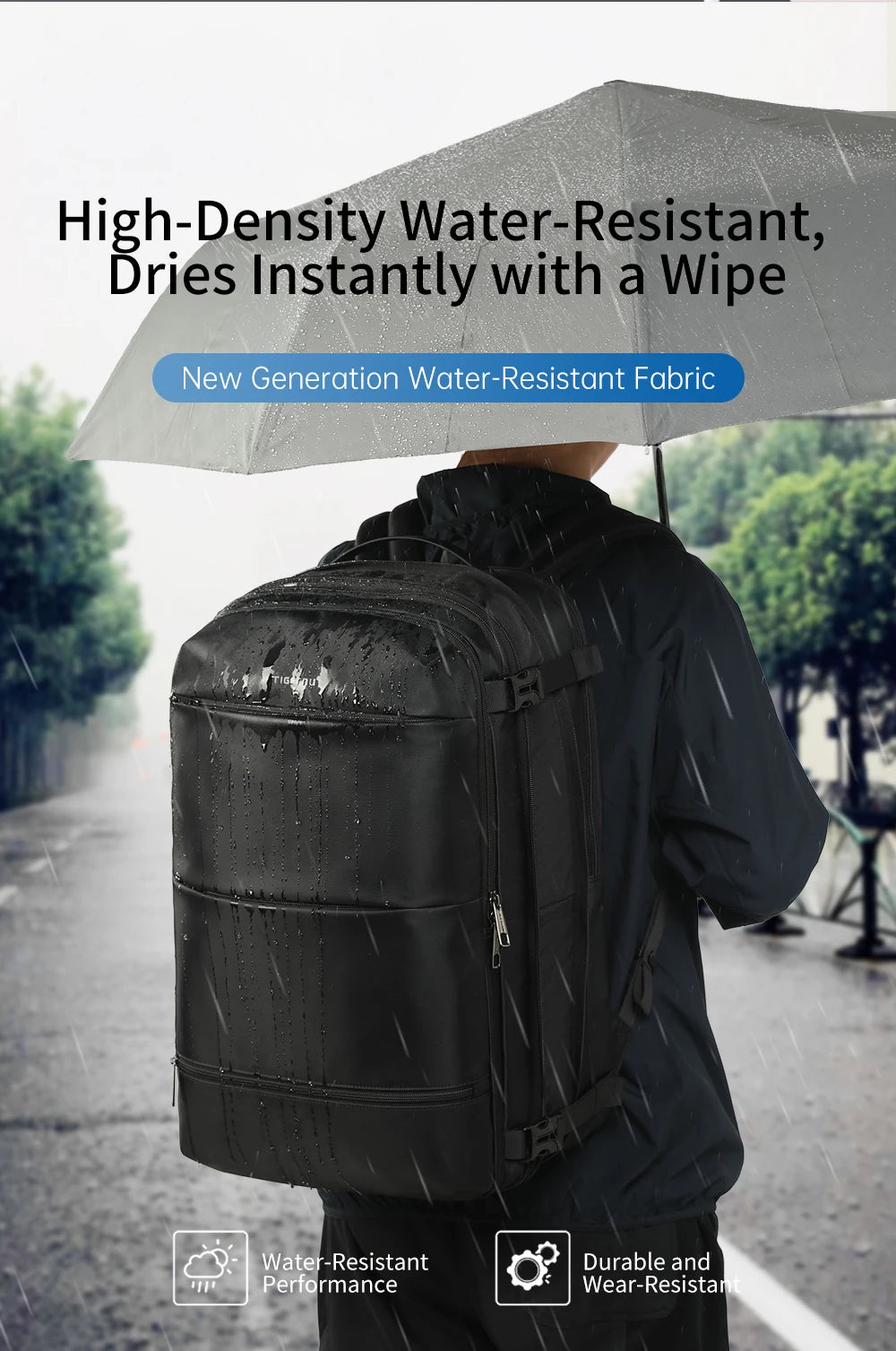 Men’s Business Travel Backpack – Waterproof, USB, Expandable Laptop Bag
