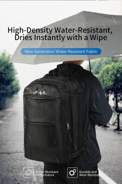 Men’s Business Travel Backpack – Waterproof, USB, Expandable Laptop Bag