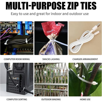 600PCS Nylon Cable Ties Set – Self-Locking Wire Zip Ties (4–12")