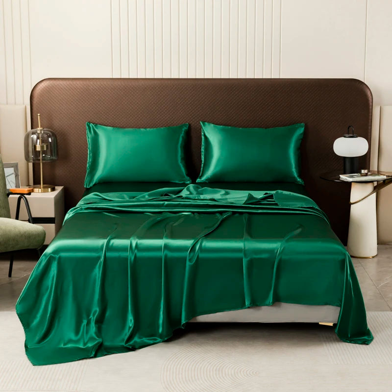 Silky Satin Bed Sheet Set – Cooling Summer Sheets with Pillowcase