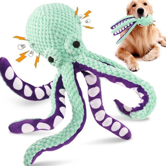 Plush Octopus Dog Toy – Interactive Squeaky & Tear-Resistant Chew Toy