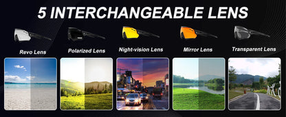 5-Lens Polarized Cycling Glasses – UV Protection Sports Eyewear