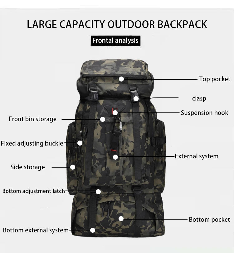 80L Large Capacity Waterproof Camouflage Outdoor Backpack
