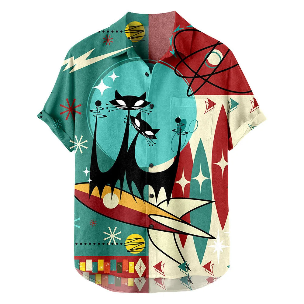 Men’s Floral Hawaiian Shirt – Summer Lapel Short Sleeve Casual Top