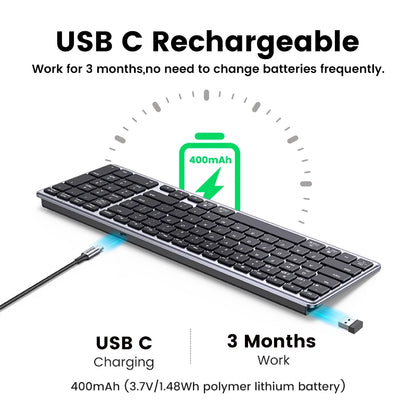 Wireless Bluetooth 5.0 Keyboard – 99 Keys Russian/Korean/English