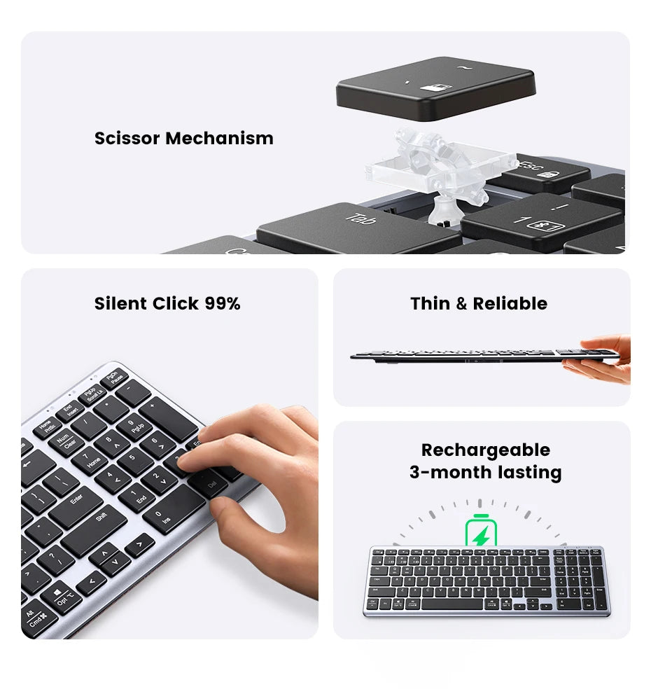Wireless Bluetooth 5.0 Keyboard – 99 Keys Russian/Korean/English