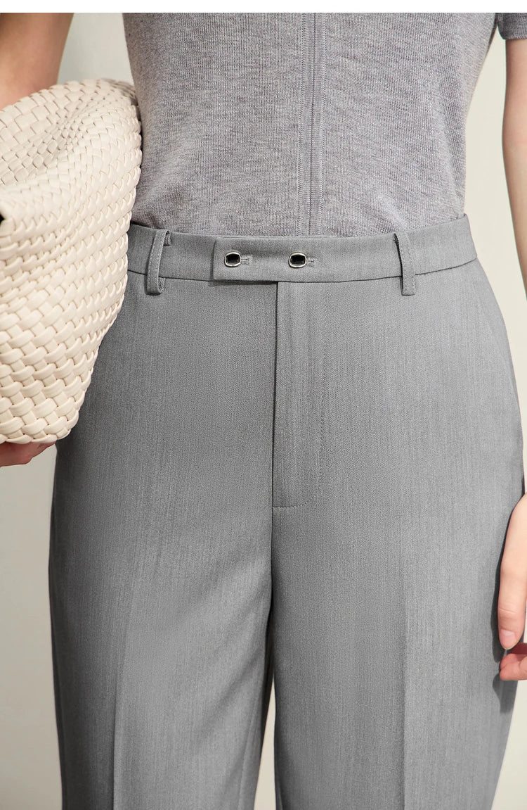 Women’s Straight Casual Pants – Summer Elastic Waist Office Wear