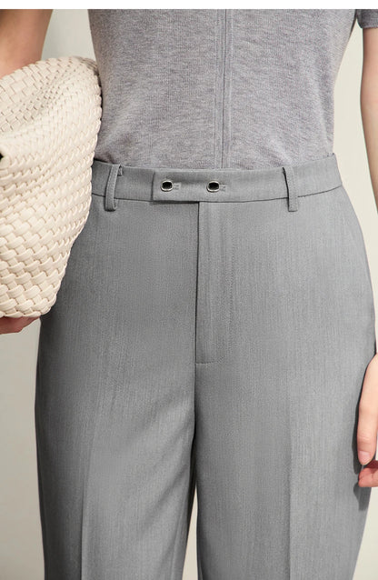 Women’s Straight Casual Pants – Summer Elastic Waist Office Wear