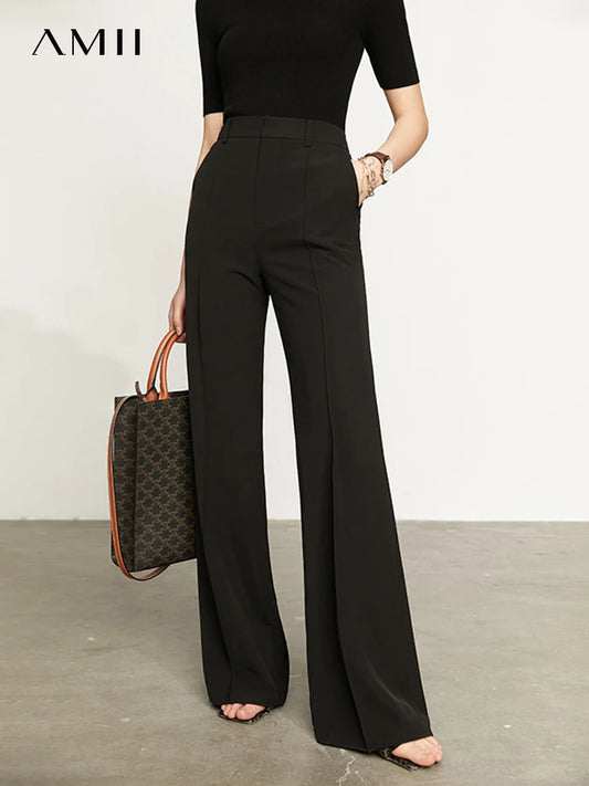 Women’s Wide Leg Chiffon Pants – High Waist Loose Office Trousers