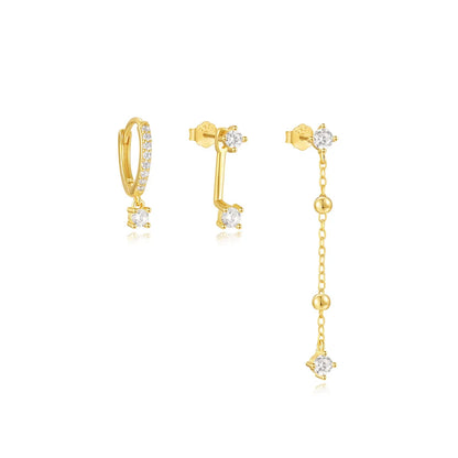 925 Sterling Silver Earring Set – Waterdrop, Flower & Pearl Trio