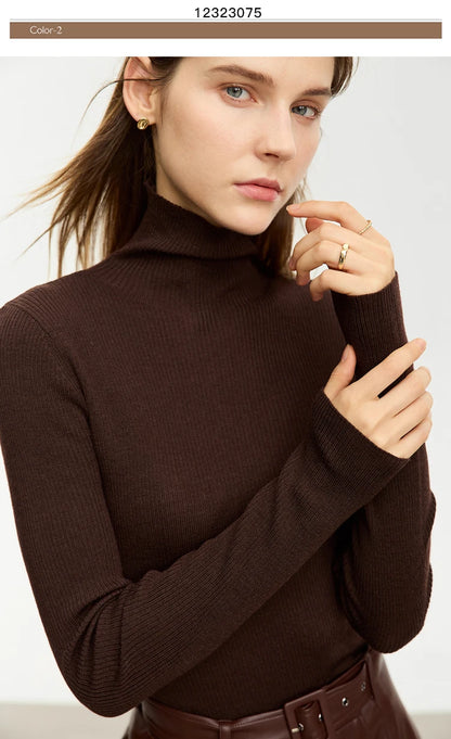 Women’s Slim Fit Turtleneck Sweater – Warm High Elastic Pullover