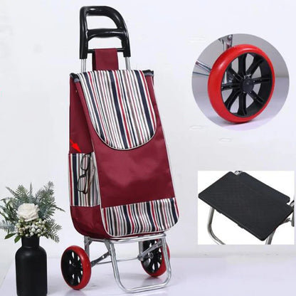 Folding Grocery Cart–Lightweight Aluminum Trolley with Climbing Wheels