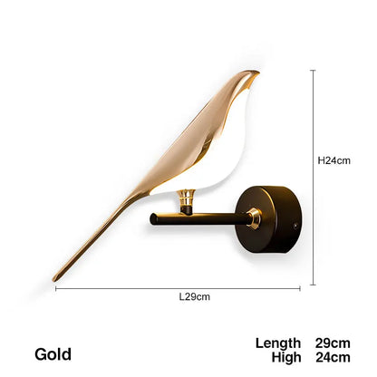 Magpie Bird LED Wall Lamp – 360° Rotating Bedside Light