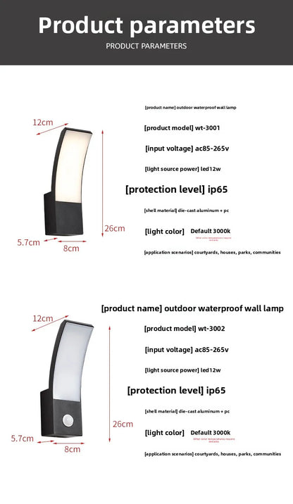 Waterproof Outdoor Wall Lamp – Modern IP65 LED