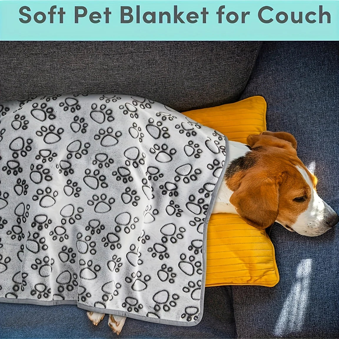 Soft Fluffy Pet Blanket – Warm Mat with Cute Cartoon Pattern