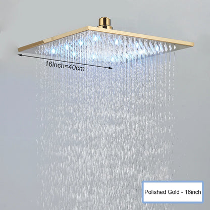 Black LED Rainfall Shower Head | Remote Control Ceiling Waterfall Tap