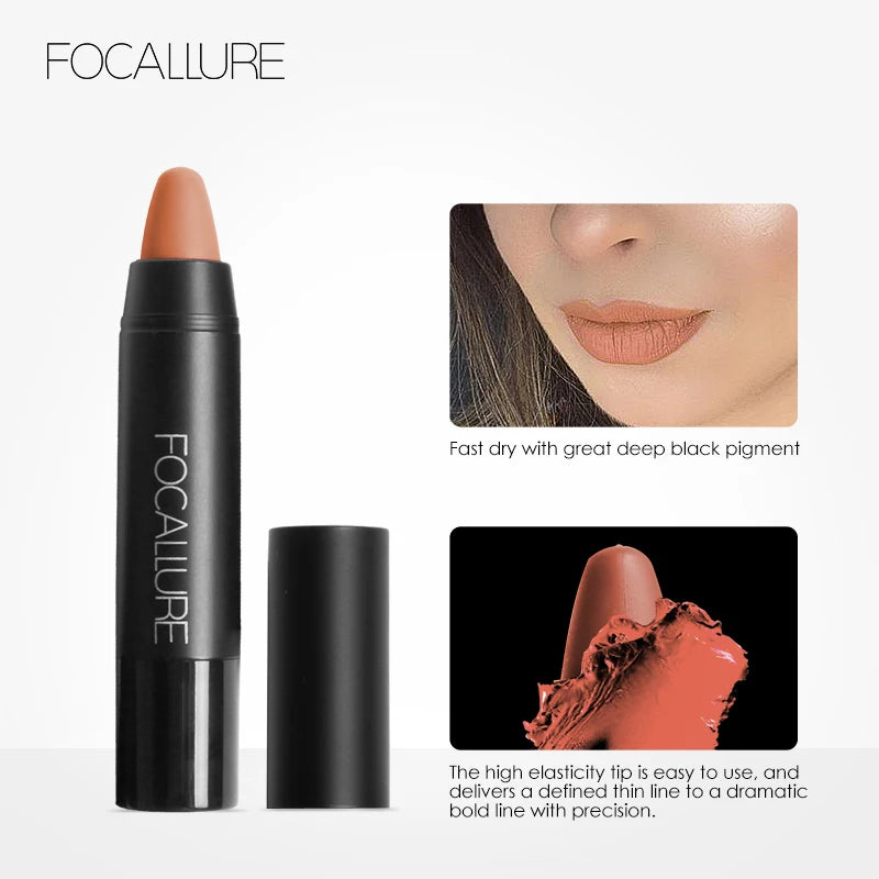 Focallure Waterproof Matte Lipstick – 19 Colors, Soft Texture