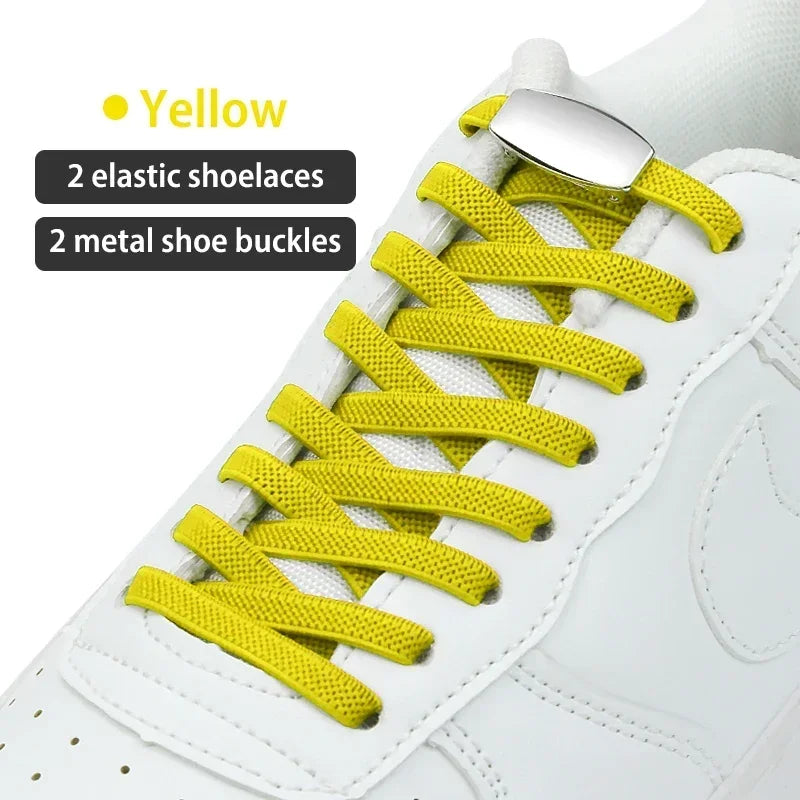No-Tie Elastic Shoelaces with Metal Lock | Quick Fit for All Shoes