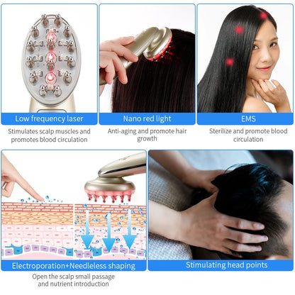 EMS Electric Scalp Massager – LED Hair Growth & Anti-Hair Loss Comb