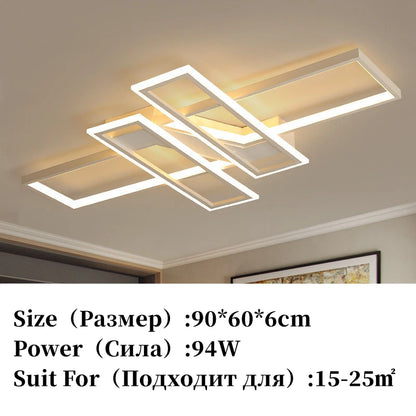 Modern Rectangle LED Ceiling Light – Creative Living Room Fixture
