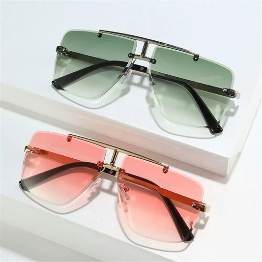Oversized Frameless Men's Sunglasses – UV Protection, Vintage Style