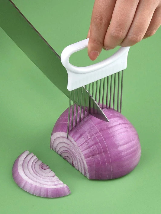 Stainless Steel Onion Slicer Holder – Safe & Easy Cutting Tool