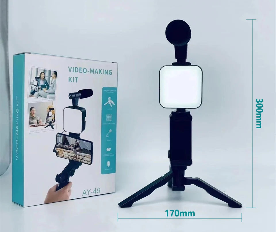 Cartmela Smartphone Vlogging Kit – Tripod, Microphone & Fill Light