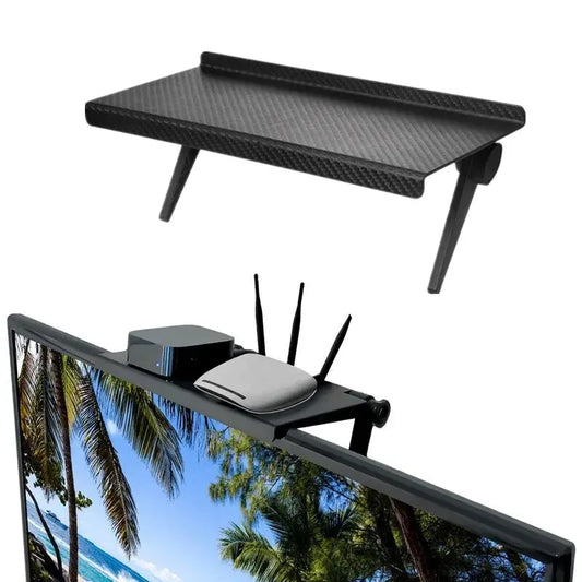 No-Drill Screen Storage Rack – Shelf for TV, Monitor, or Router