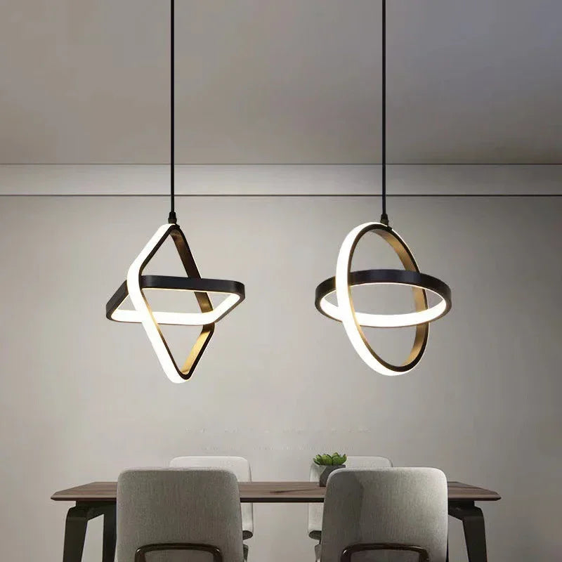 Modern Black LED Pendant Light – Dining & Bedroom Chandelier Lamp