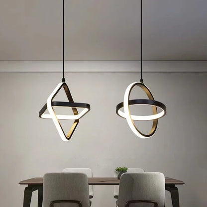 Modern Black LED Pendant Light – Dining & Bedroom Chandelier Lamp