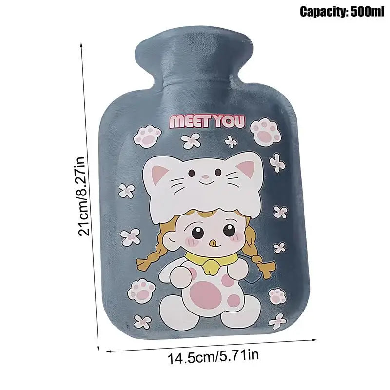 Plush Hot Water Bottle – Soft Portable Bed & Foot Warmer