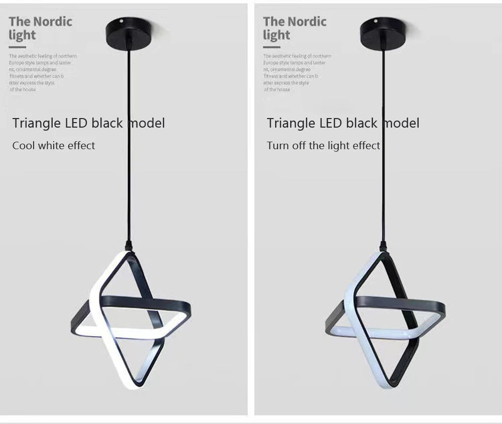 Modern Black LED Pendant Light – Dining & Bedroom Chandelier Lamp
