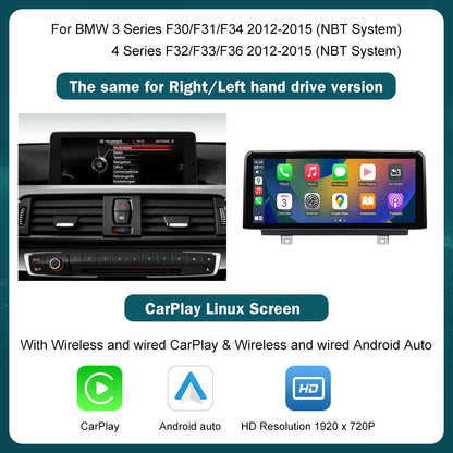 شاشة CarPlay لاسلكية مقاس 10.25 بوصة/12.3 بوصة لسيارات BMW الفئة الأولى إلى الرابعة (F20-F33)