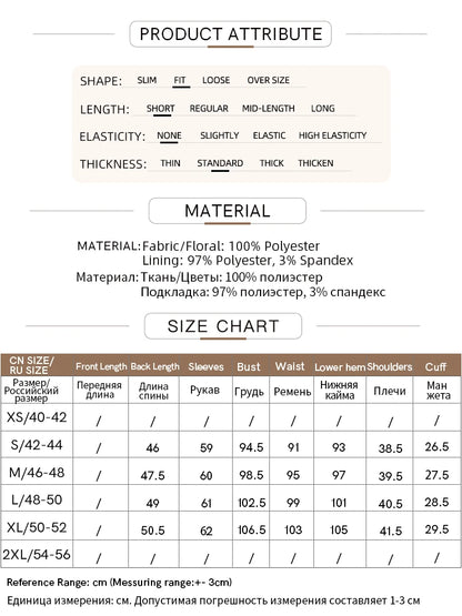 Women’s Elegant Short Jacket – Romantic Flower O-Neck Hook Button Coat
