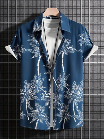 Men’s Palm Tree Shirt – Casual Hawaiian Short Sleeve Top