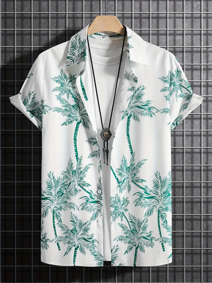Men’s Palm Tree Shirt – Casual Hawaiian Short Sleeve Top