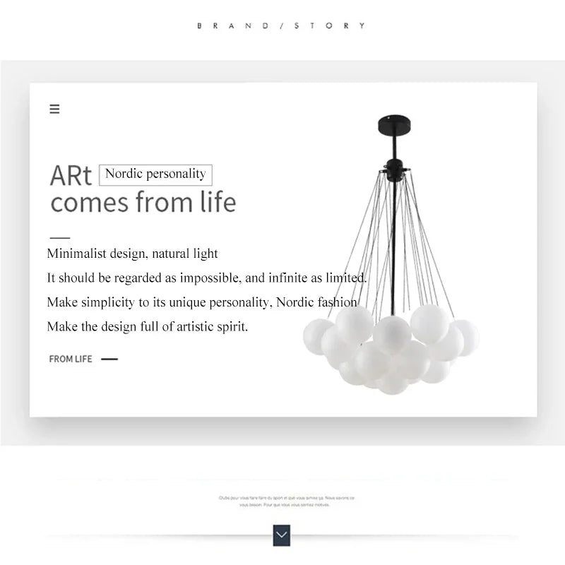 37-Glass Bubble Chandelier – Frosted Milky White Colorful Pendant