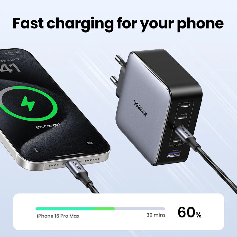 100W GaN Fast Charger – 5-Port USB-C PD QC4.0 Charger Hub