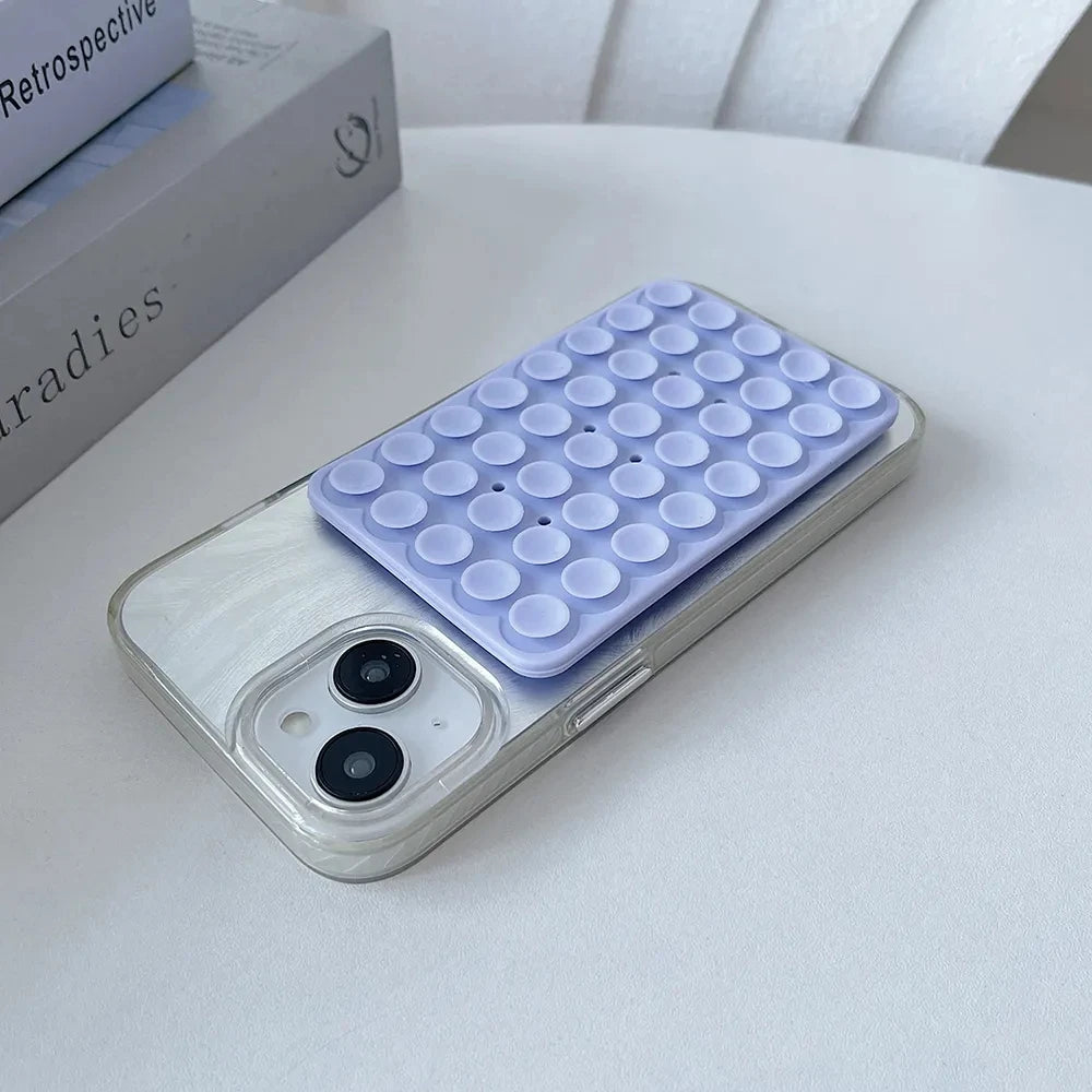 Double-Sided Silicone Suction Phone Case with Detachable Stand